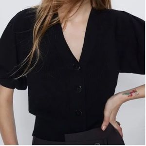Zara knit cardigan balloon sleeves